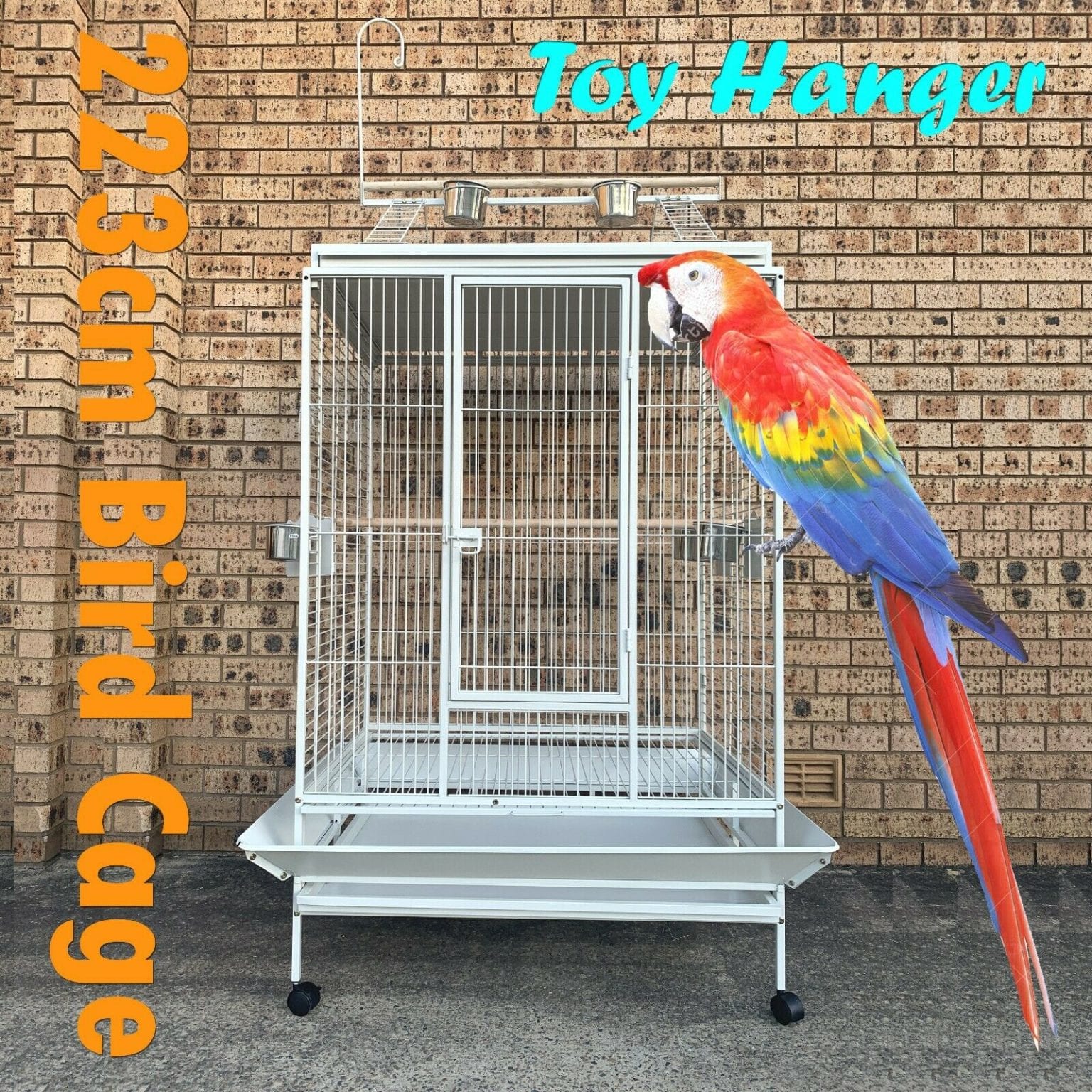 Xx Large 223cm White Macaw Parrot Aviary Bird Cage Perch With Gym On Wheels Budtrol 