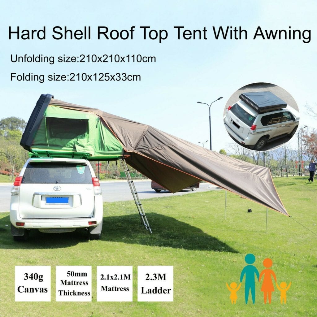 Hard Black Shell Aerodynamic Foldable Roof Top Tent Camping Rooftop 2 ...